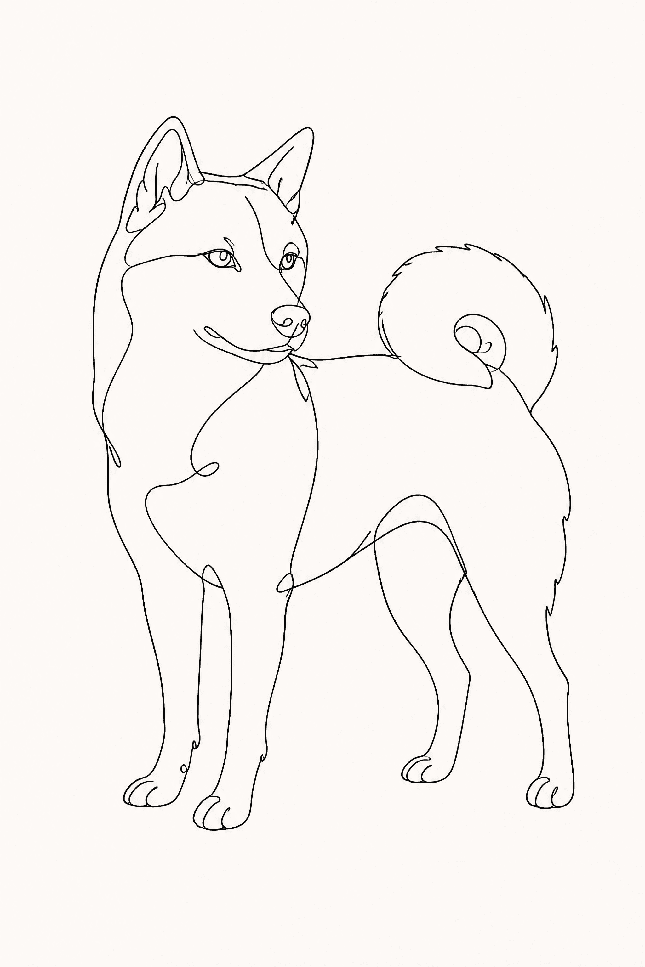 Affiche Shiba Inu — portrait line art